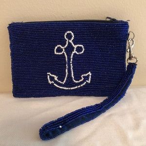 K.C. Malhan Glass Beaded Wristlet Clutch Pouch